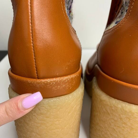 Chloé Jamie Sock Platform Chelsea Almond Boot Luminous Ochre New Size 41 - Picture 7 of 14